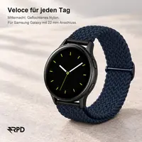 RPD Veloce Sportarmband Nylon Geflochten Schiebeschnalle für Samsung Galaxy 22mm - Mitternacht – Bild 5