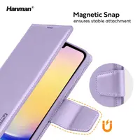 Samsung Galaxy A17 5G (2025) - Custodia Hanman Mill con 3 scomparti per carte, viola – Bild 4