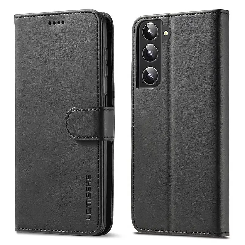 Samsung Galaxy A40 - LC.IMEEKE Wallet Etui mit 3 Kartenfächern & Magnetverschluss, schwarz