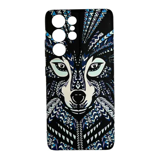 Samsung Galaxy S21 – Luxo TPU Case mit Aztec Blue Fox Design, Schwarz/Blau