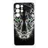 Samsung Galaxy S21 Ultra - Actec Backcase Grey Tiger with green eyes & big cat design, black