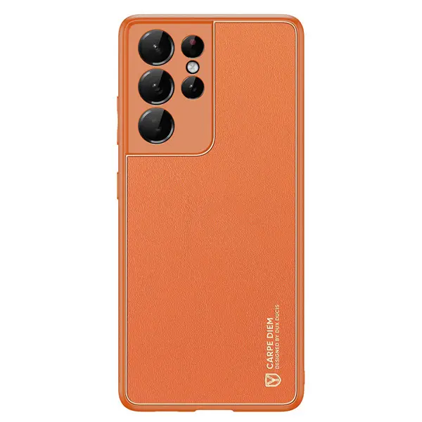 Samsung Galaxy S21 Ultra - DUX DUCIS Yolo Case, similicuir/TPU, orange/or