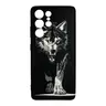 Samsung Galaxy S21 Ultra - Luxo Backcase Black Wolf with yellow eyes & attack pose, black