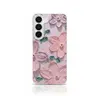 Samsung Galaxy S23 - Custodia lucida con fiori viola e superficie cromata