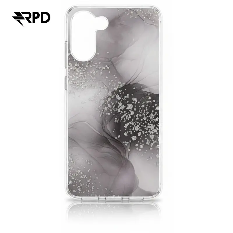 Samsung Galaxy S23 - graue zart glitzernde Hülle mit silberigen Akzenten