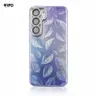 Samsung Galaxy S23 Hülle Holografisch - Glitzer Backcase mit Laubblatt-Design, violett