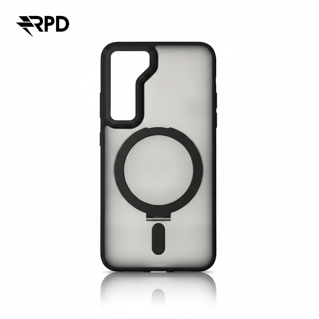 Samsung Galaxy S23 - MagSafe Standetui mit Ring, schwarz, robustes Kunststoff-Backcase