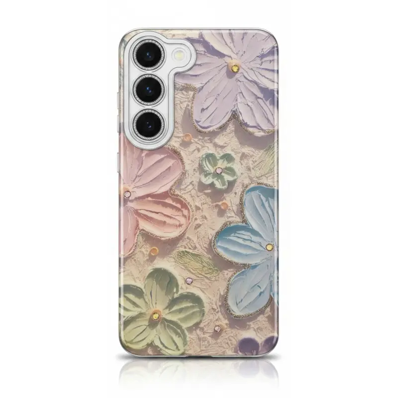 Samsung Galaxy S23 - Purple blossom gloss case with chrome surface