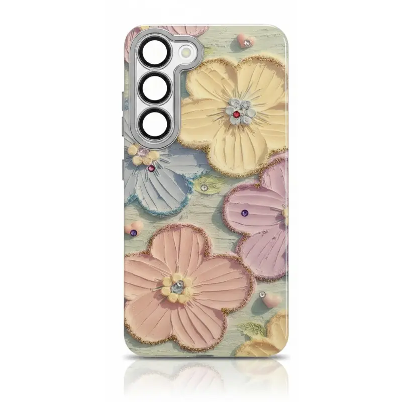 Samsung Galaxy S23 - yellow blossom gloss case with chrome surface