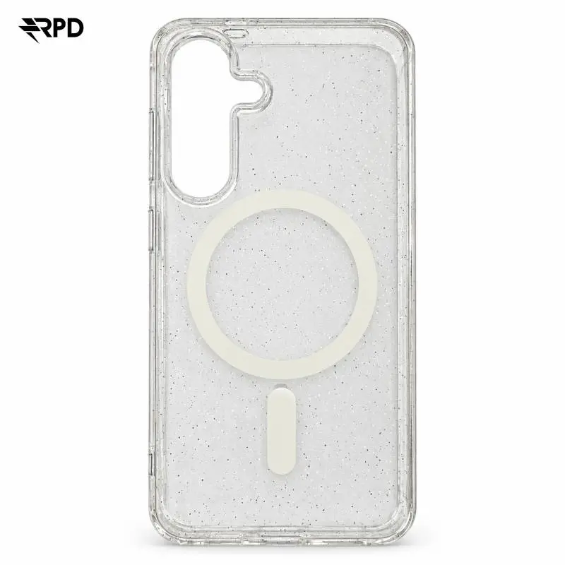 Samsung Galaxy S24 - MagSafe in TPU, trasparente con glitter bianchi