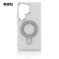 Samsung Galaxy S24 - MagSafe stand case with glitter ring, silver, robust plastic back case – Bild 1