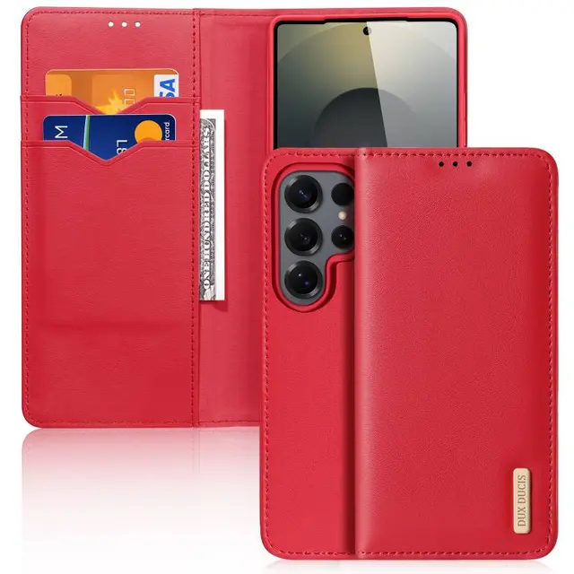Samsung Galaxy S25 Edge- DUX Hivo Series Flip Case, red, imitation leather