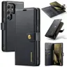 Samsung Galaxy S25 FE - DG.MING Flip Case, 3 compartiments pour cartes, fermeture magnétique, aspect cuir, noir