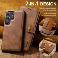 Samsung Galaxy S25 FE - DG.MING Flip Case, 3 Kartenfächer, Magnetverschluss, Leder-Optik, Braun – Bild 2
