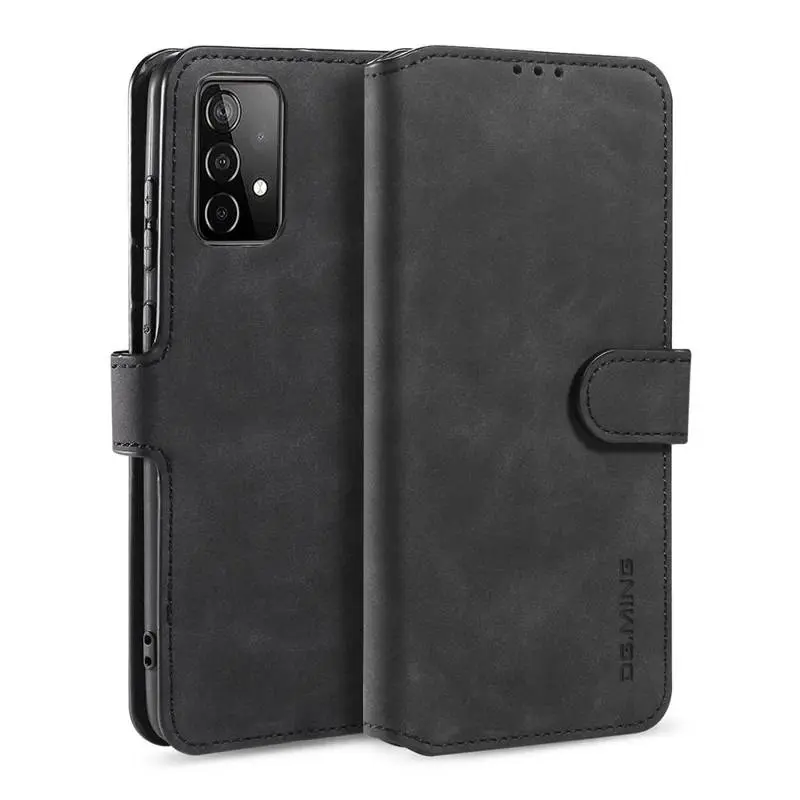 Samsung Galaxy S25 Ultra - DG.MING Flip Case, 3 emplacements pour cartes, fermeture magnétique, aspect cuir, noir