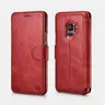 Samsung Galaxy S9 - iCarer 2-in-1 detachable flip case, genuine leather, red