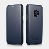 Samsung Galaxy S9 - iCarer Echtleder Flip Case Navyblau – Bild 1
