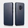 Samsung Galaxy S9 - iCarer étui à rabat en cuir véritable bleu marine