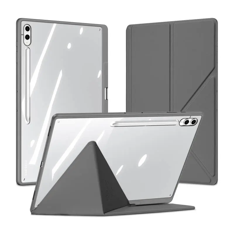 Samsung Galaxy Tab S10 FE / S9 FE / Tab S9 - Dux Ducis Magi Series, étui à rabat relevable, gris