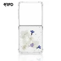 Samsung Galaxy Z Flip 7 - Cover con fiori veri e accenti d'argento, blu – Bild 1