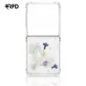 Samsung Galaxy Z Flip 7 - Hülle mit echten Blumen und silbernen Akzenten, blau