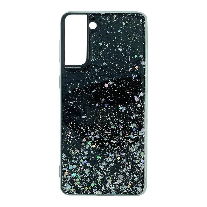 Samsung S21 Plus bling argent stars black case