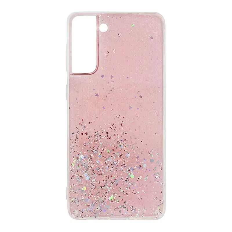 Samsung S21 plus bling silver stars pink case