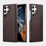 Samsung S22 Ultra - iCarer Horse Leather Back Case Coffee ALS2201