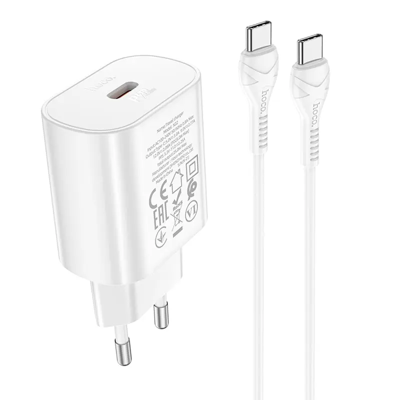 Set di caricabatterie HOCO PD25W con cavo da Tipo-C a Tipo-C (N22)