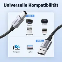 Ugreen - Cavo stampante da USB-A a USB-B 2.0 - in alluminio 3 m (US369 / 80804), nero/grigio – Bild 2