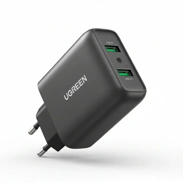 Ugreen - Fast charger, 2x USB-A, 36W, CD161, black