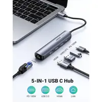 Ugreen - Hub USB-C 5-in-1 con HDMI ed Ethernet (CM418 / 10919), argento/nero – Bild 4