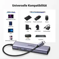 Ugreen - Hub USB-C 6-en-1 avec HDMI, LAN & PD (CM512 / 15598), gris/noir – Bild 2