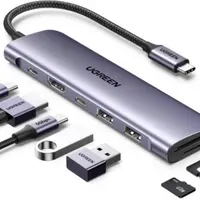 Ugreen - Hub USB-C 7-en-1 avec HDMI, SD/TF & PD (CM195 / 15214), gris/noir – Bild 5
