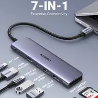 Ugreen - Hub USB-C 7-en-1 avec HDMI, SD/TF & PD (CM195 / 15214), gris/noir – Bild 1