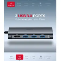 Ugreen – USB-C Hub 9-in-1 mit HDMI, VGA, LAN, SD/TF & PD (CM179 / 40873), grau – Bild 2