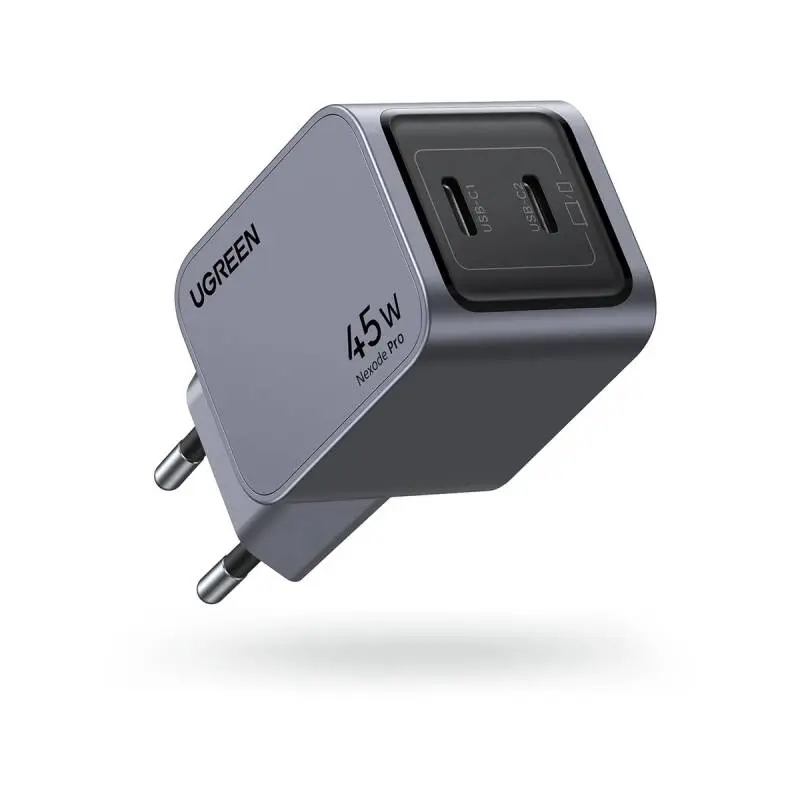 UGREEN - USB Fast Charger Nexode Pro 45W, Dual USB-C, GaN, X707, Gris