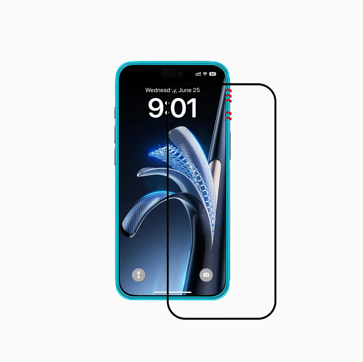 Verre de protection anti-fissures ANANK 3D avec bordure en silicone pour iPhone Duo – 5 fois plus résistant (à l'extérieur)