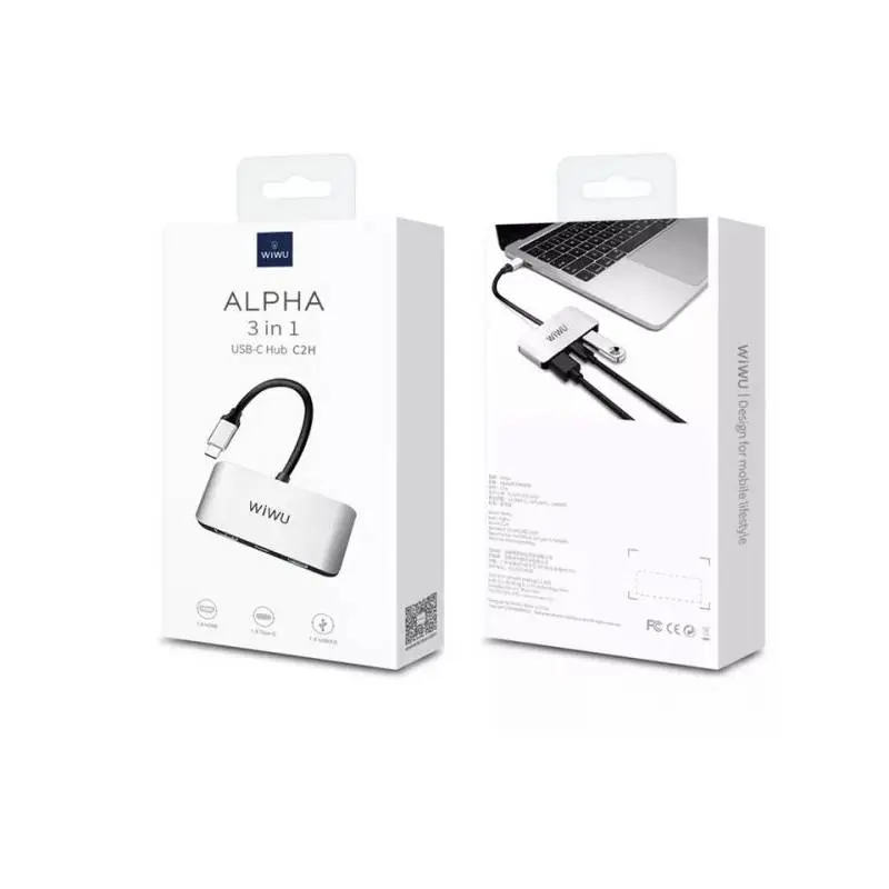 Wiwu Alpha 3 in 1 HUB USB-C C2H, argento